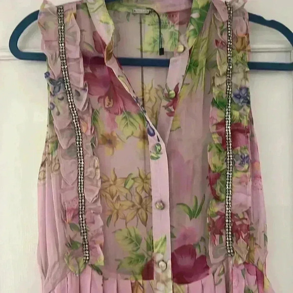 Dodo Bar Or Silvana Pink Ruffle Floral Dress sz S - Picture 6 of 11